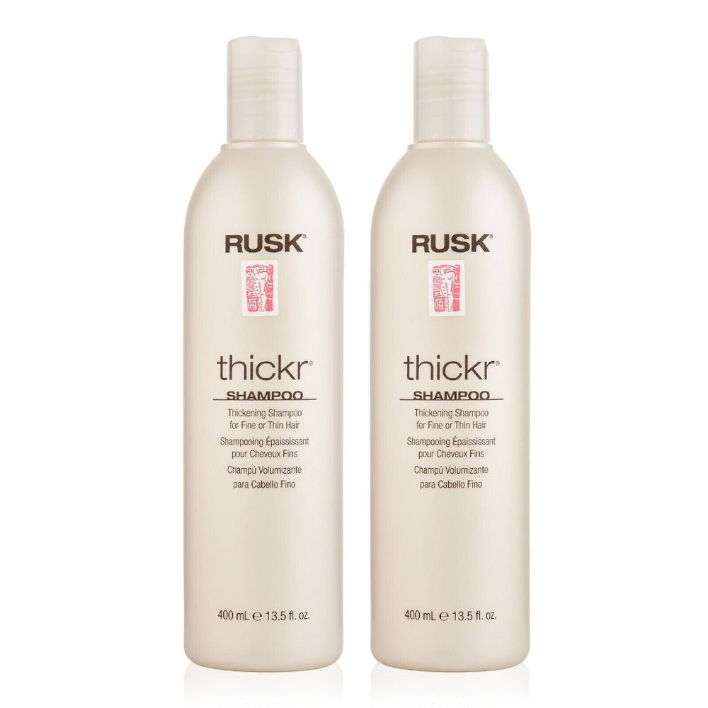 2 PACK Rusk Thickr Shampoo for Fine or Thin Hair 13.5oz / 400ml BRAND NEW